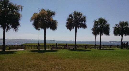 Castle Pinkney (left foreground housed Union prisoners) and Fort Sumter (right on the horizon guarded the harbor by the Union) , start of America's Civil War